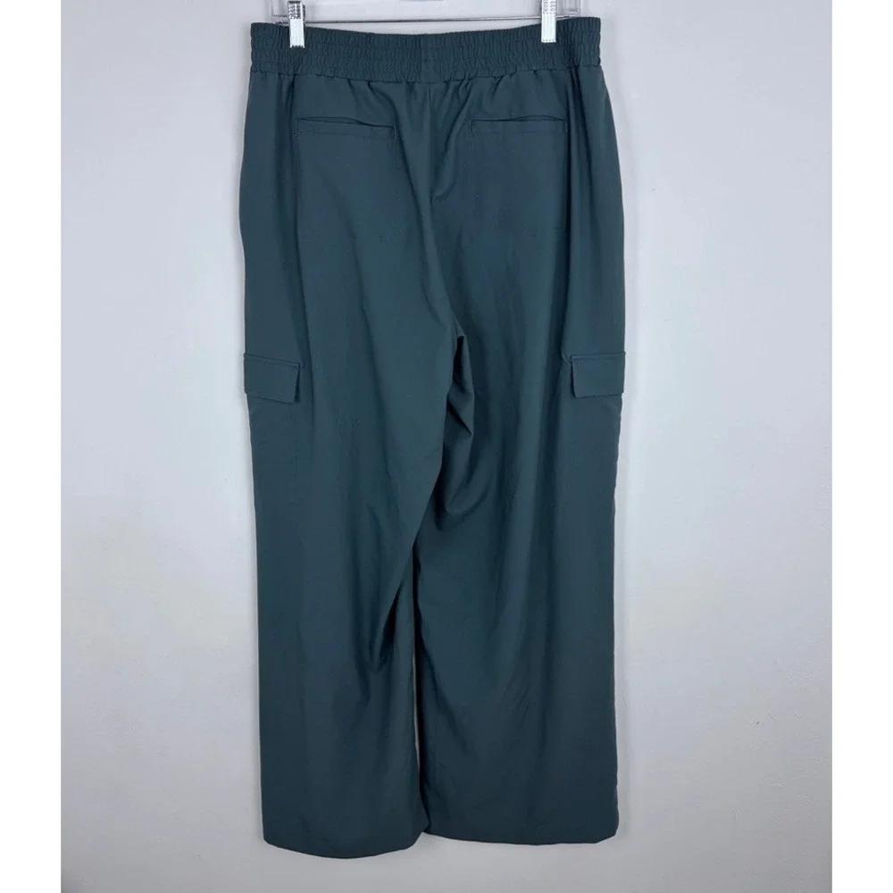 Apana Pleated Wide Leg Cargo Pants Dark Teal Athleisure Gorpcore Size Large